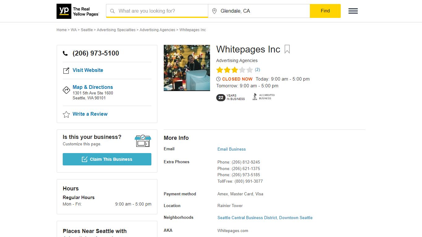 Whitepages Inc 1301 5th Ave, Seattle, WA 98101 - YP.com